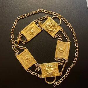 Lion Head Doorknocker Gold Chain Belt